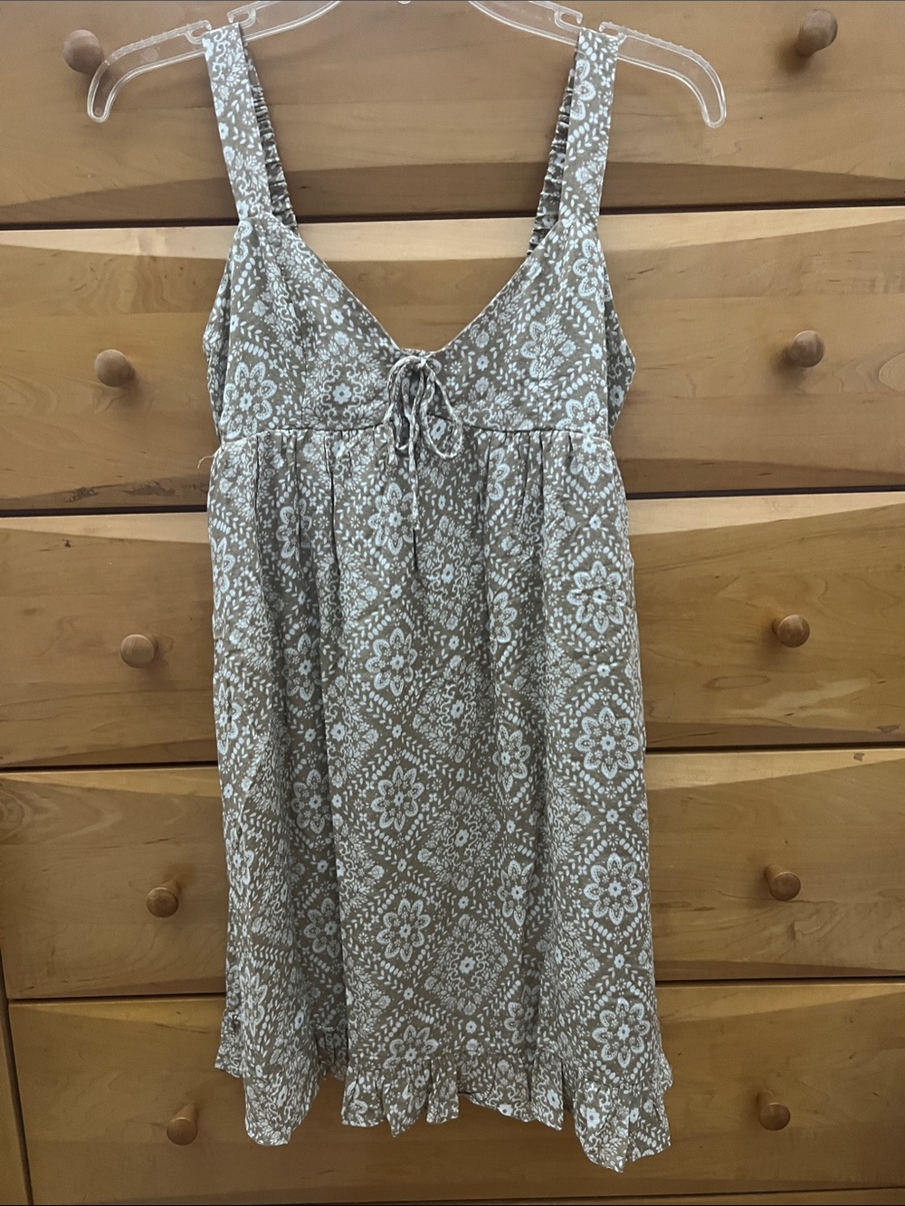 Light Brown Floral Tie-Front Sundress